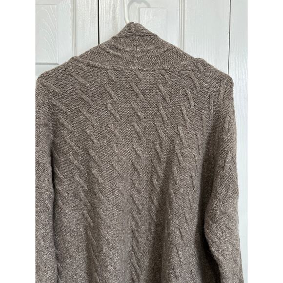 J Jill NWT Brown Cable Knit Alpaca Blend Open Front Cardigan sweater Large P - Picture 5 of 8